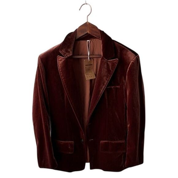NWT Manley Brown‎ Velvet Men's Blazer - M Retro & Sophisticated Look $250 - Picture 4 of 8